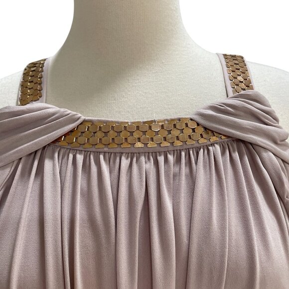 Thalia Sodi Bogota Dress Size 16 Taupe Combo Beaded Halter Colorblock Midi NWT - Picture 6 of 14